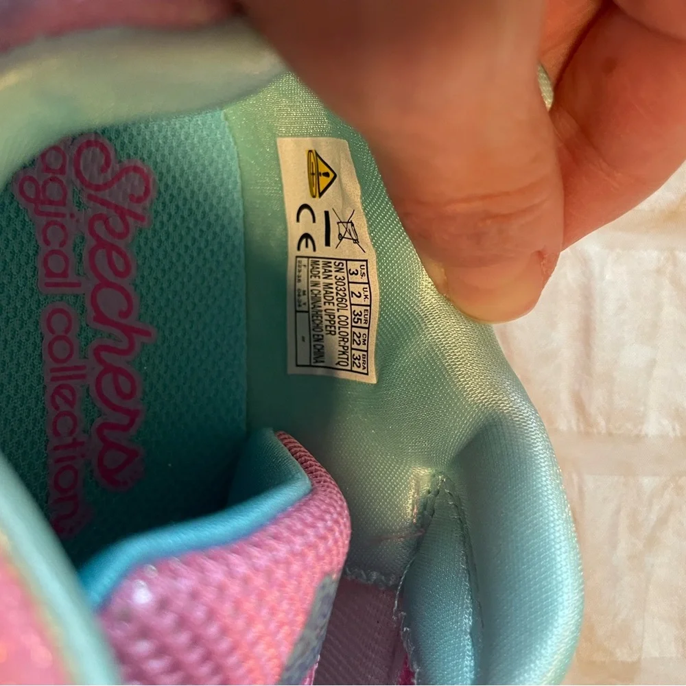 Skechers Kids Pink and Blue Glitter Sparkle Sneakers - Picture 7 of 7
